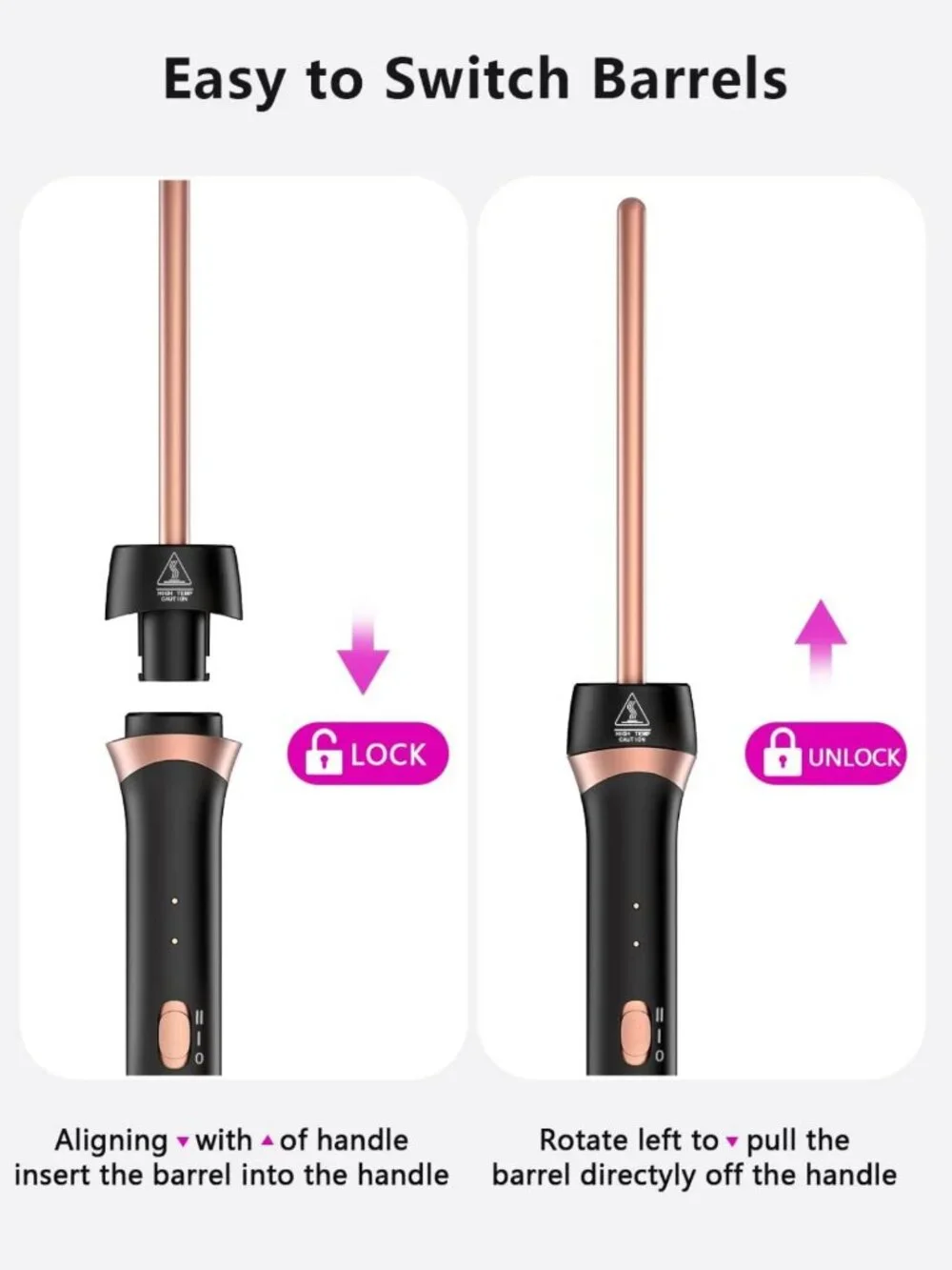 Mini Curling Wand 3/8 Inch - Tiny Barrel for Tight Spiral Curls, Dual Voltage